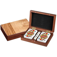 Set of Playing Cards & Dice in wooden box