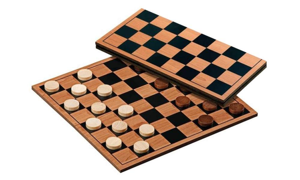 Wooden Foldable Checkers Board With Draughts Pieces Set Board Game 8x8 